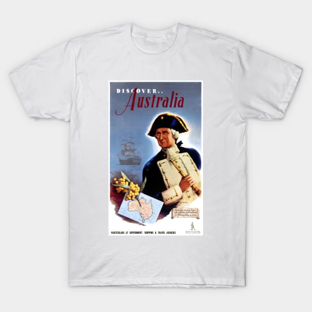 Vintage Travel Poster Discover Australia T-Shirt by vintagetreasure